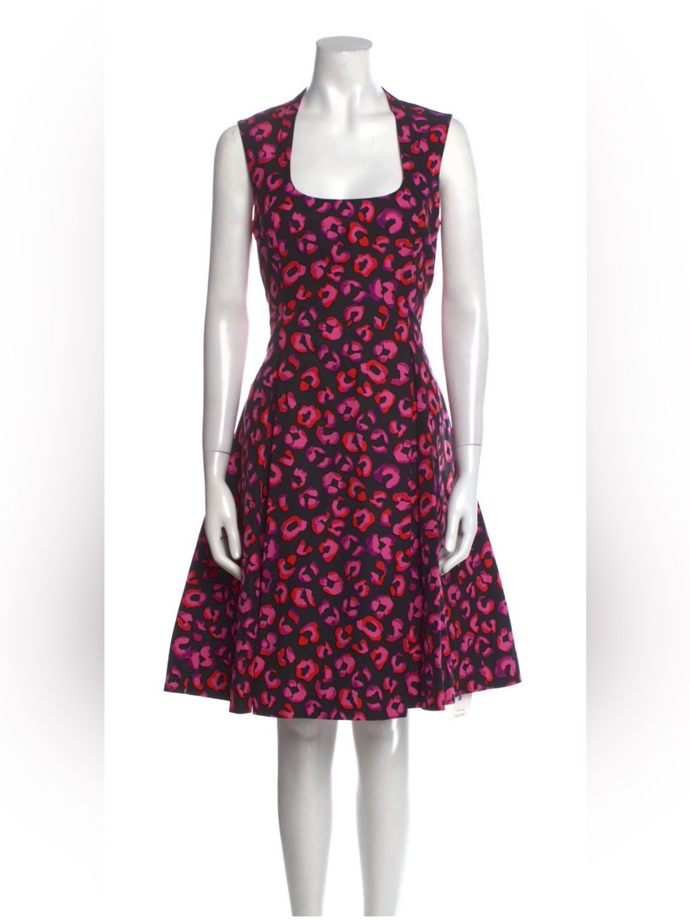 NWOT Kate Spade Pink & Purple Leopard Print Fit-and-Flare Midi Dress - Size 6